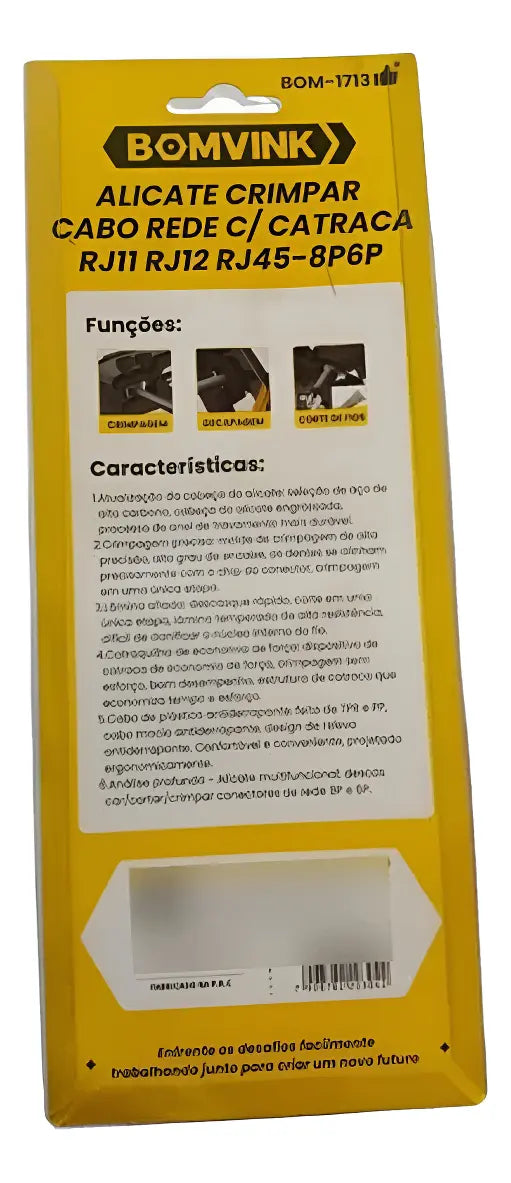 Alicate De Crimpagem RJ45 / RJ11 Com Catraca Bomvink