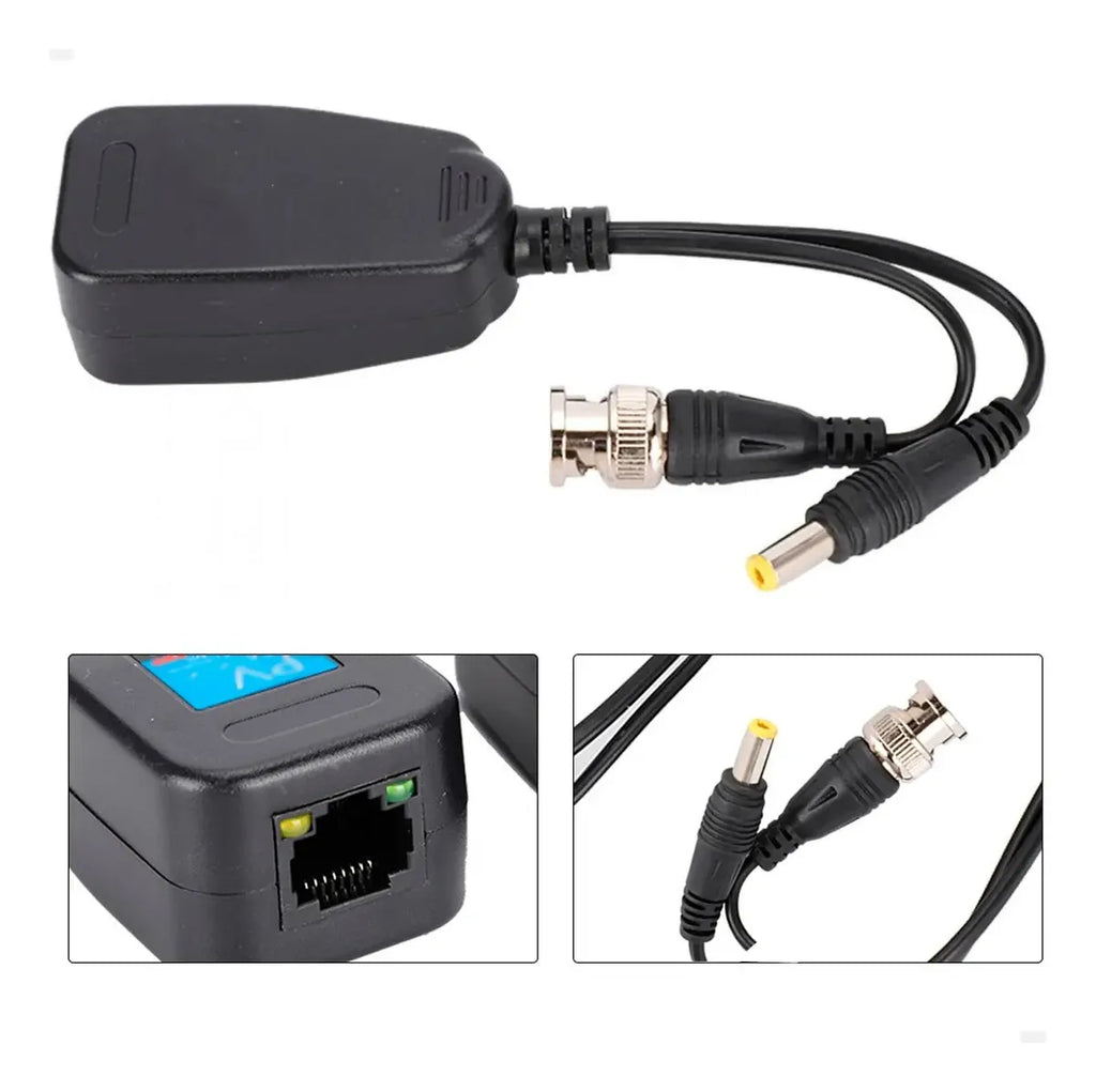Power Video Balun Par Conector Alimentação Rj45 P/ Bnc 8mp