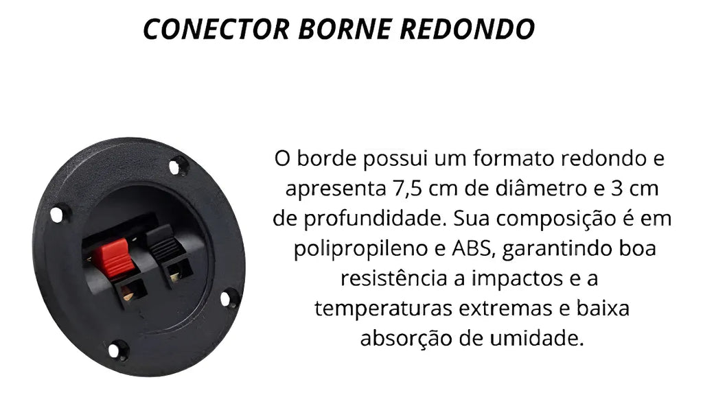 Conectores Borne Redondo 1v Pressão 5,4cm Preto