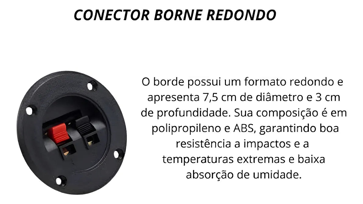 Conectores Borne Redondo 1v Pressão 5,4cm Preto