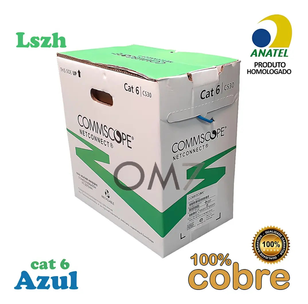 Cabo Cat6 Commscope 305m Azul Caixa Lszh Alta Qualidade