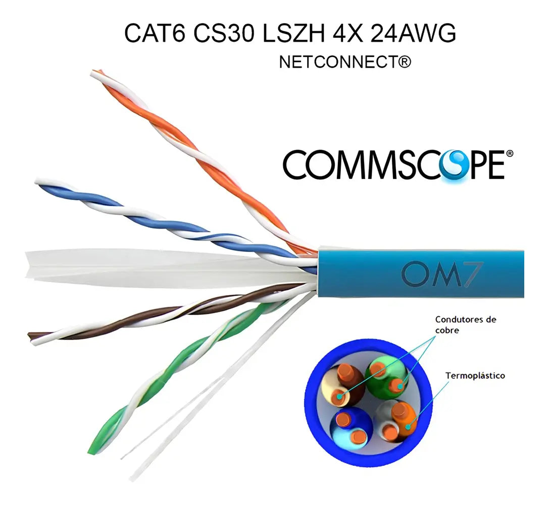 Cabo Cat6 Commscope 305m Azul Caixa Lszh Alta Qualidade