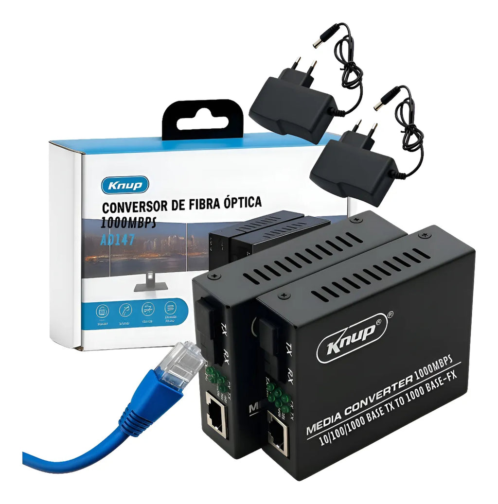 Conversor Mídia Fibra Óptica Par A+b Gigabit 1000 Mbps Rj 45