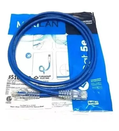 Cabo De Rede Patch Cord Cat5e 2,5m Azul Multilan Furukawa