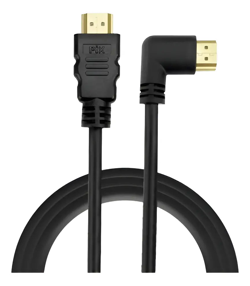 Cabo HDMI 5m 90 Graus Conector ouro preto