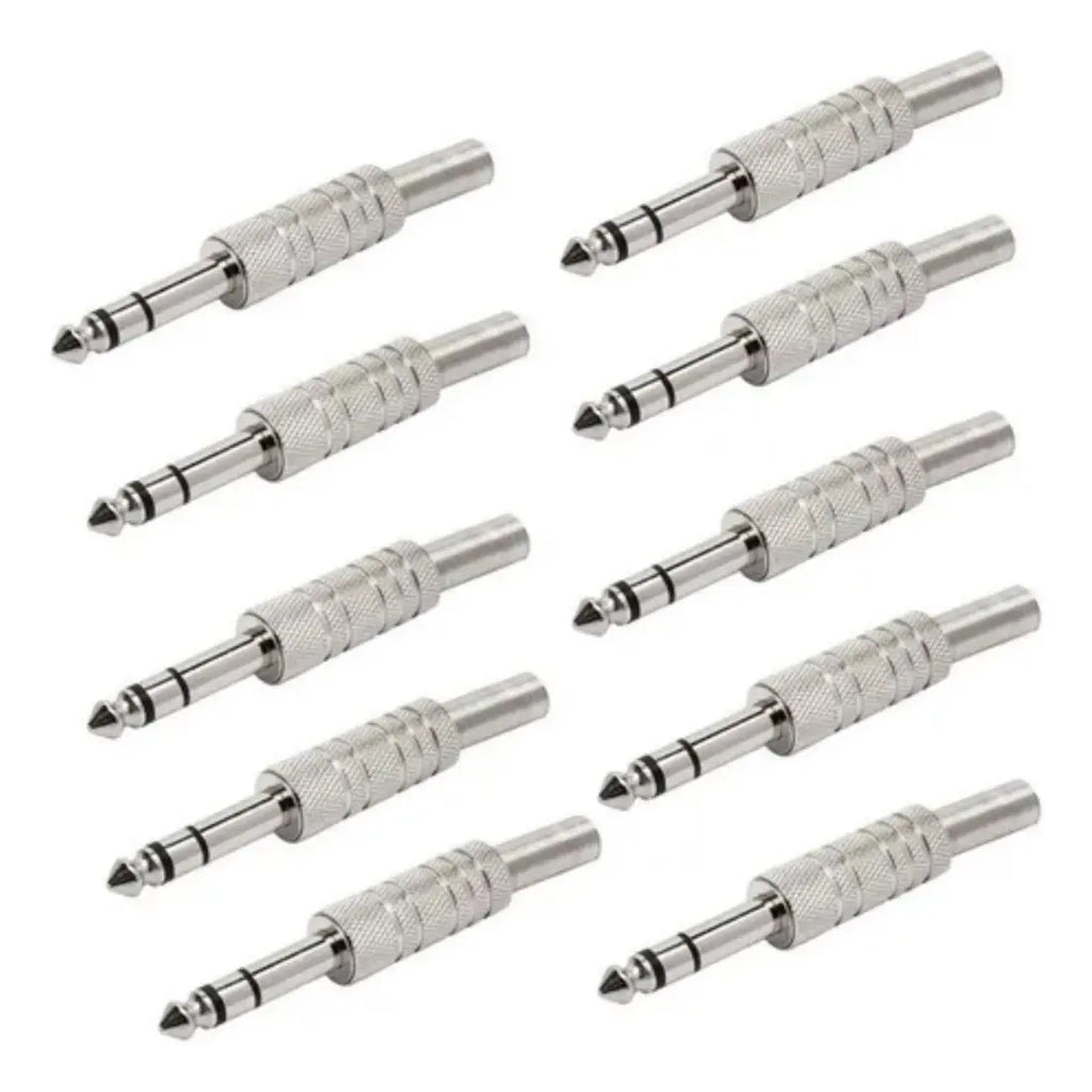 Conector P10 Macho Estéreo Reforçado Com Mola