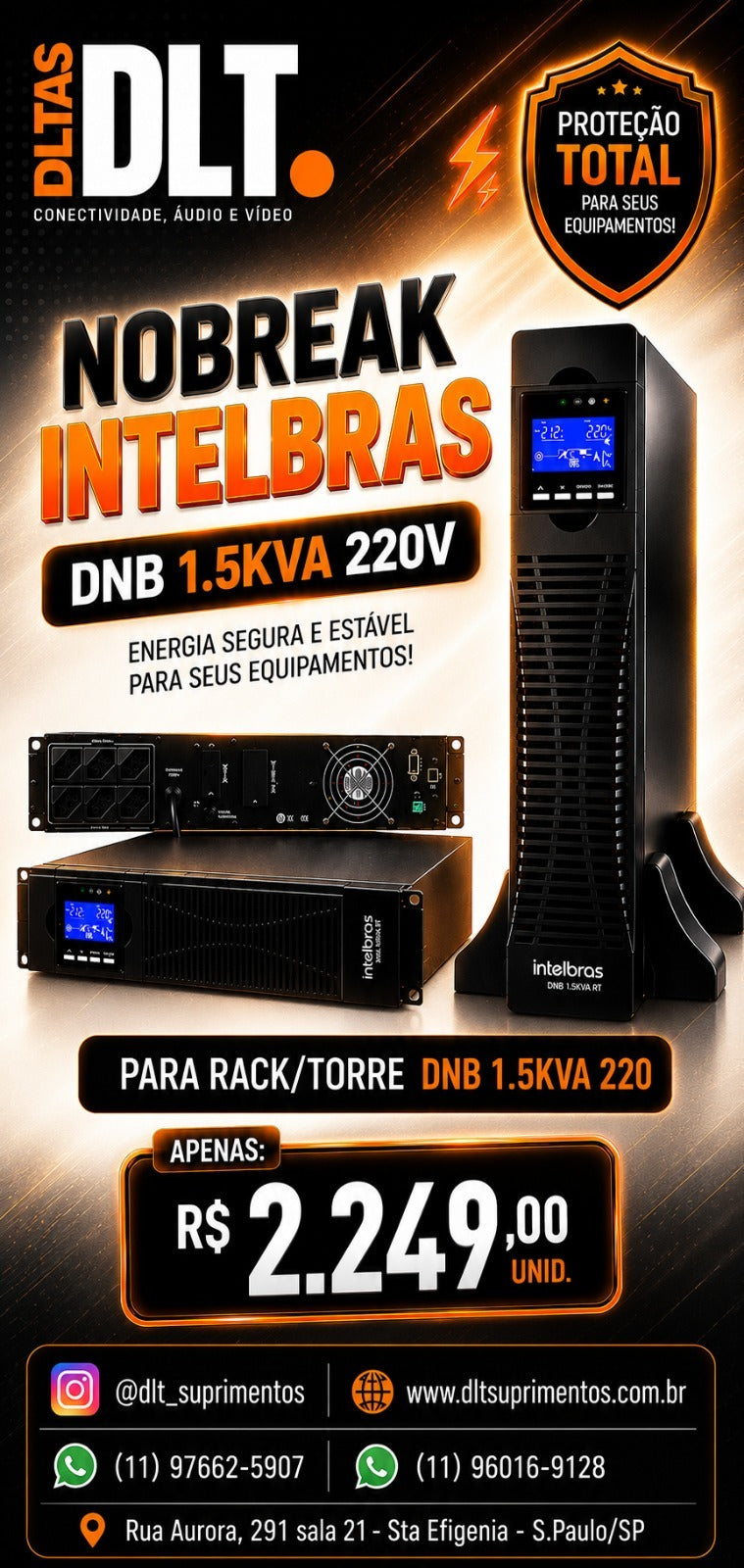 Nobreak 1.5kva Para Rack/torre Dnb 1.5kva 220 RT Intelbras