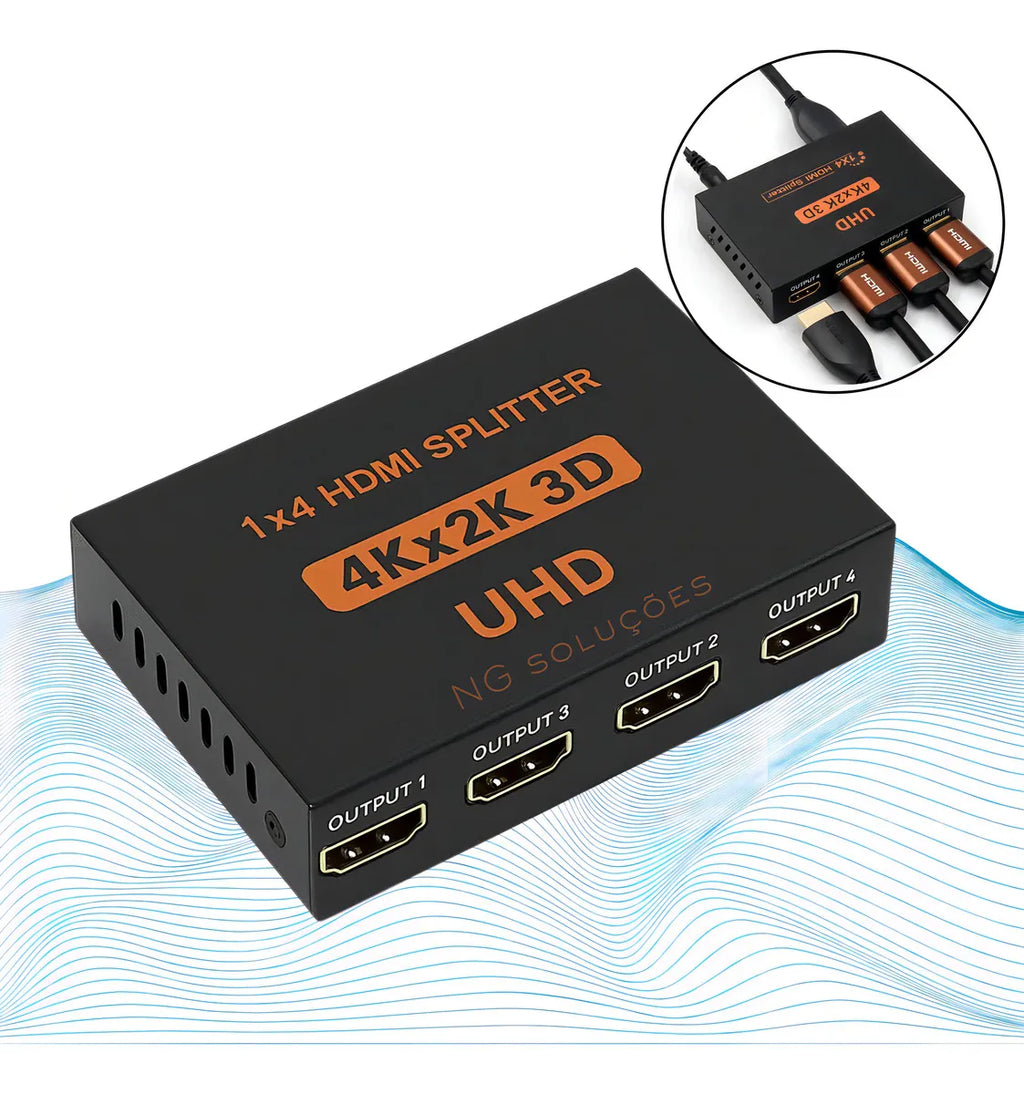 Splitter Hdmi 1x4 Full Hd 1080p 3d 4 Saídas Versão 1.4