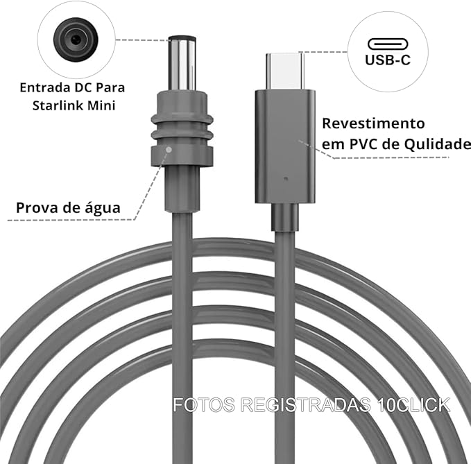 Cabo Tipo-c Starlink 65w- 100w 5 Metros