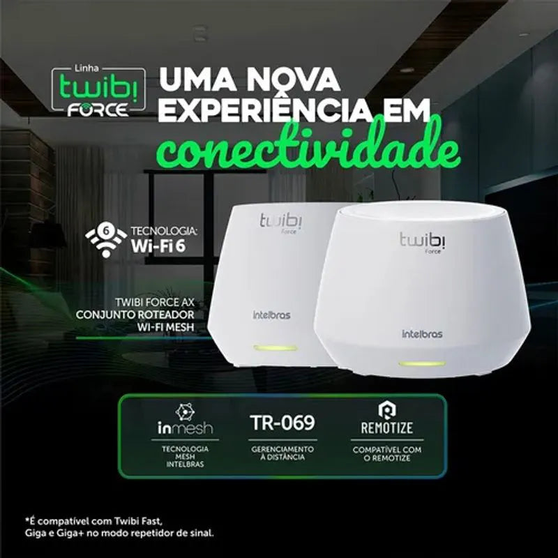 Roteador Wireless AX 1500 Mesh Twibi Force AX (2 UNID) Intelbras