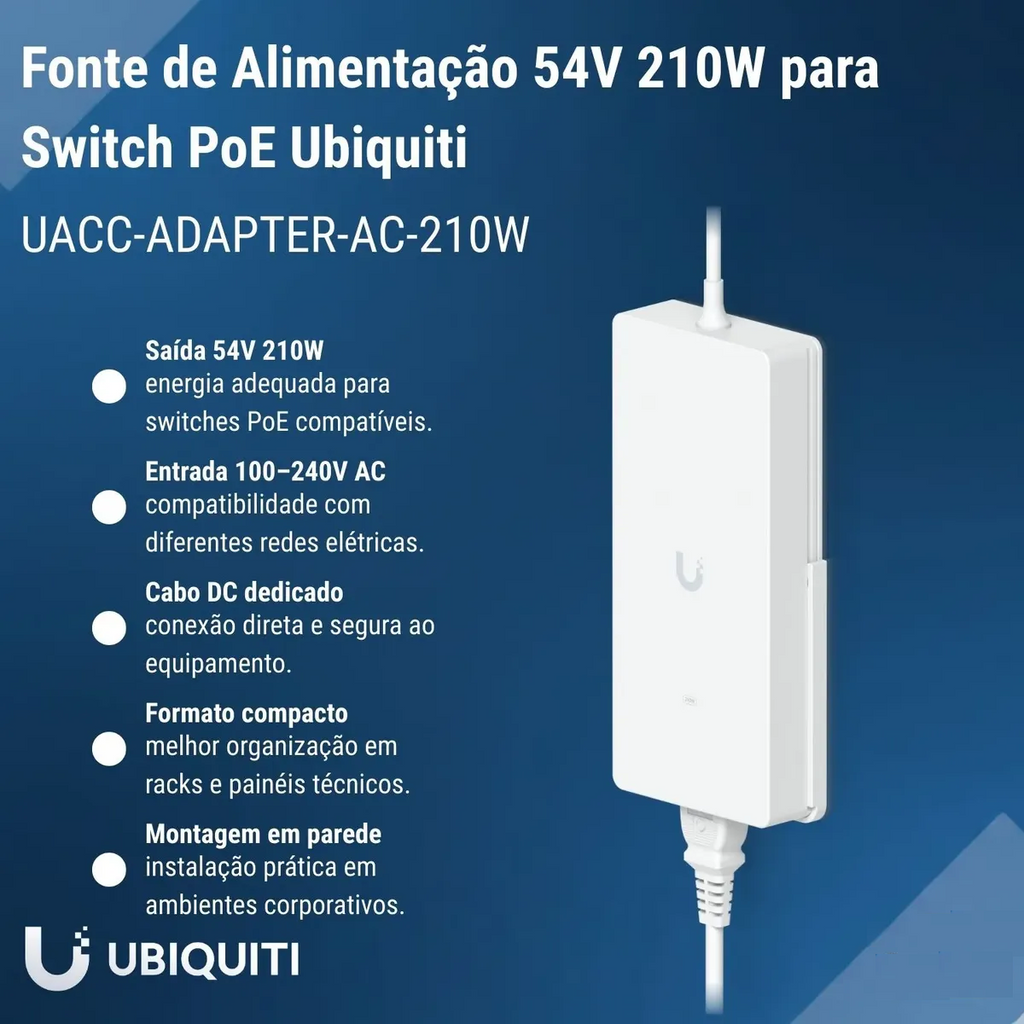 Fonte de Alimentação UACC-ADAPTER-AC-210W Ubiquiti
