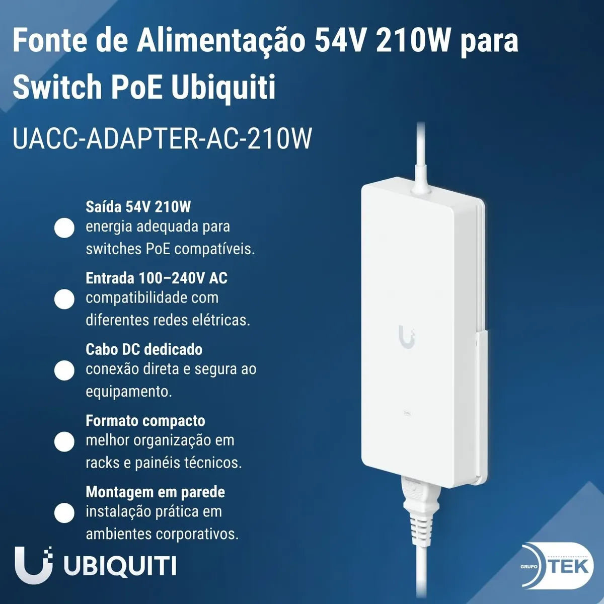 Fonte de Alimentação UACC-ADAPTER-AC-210W Ubiquiti
